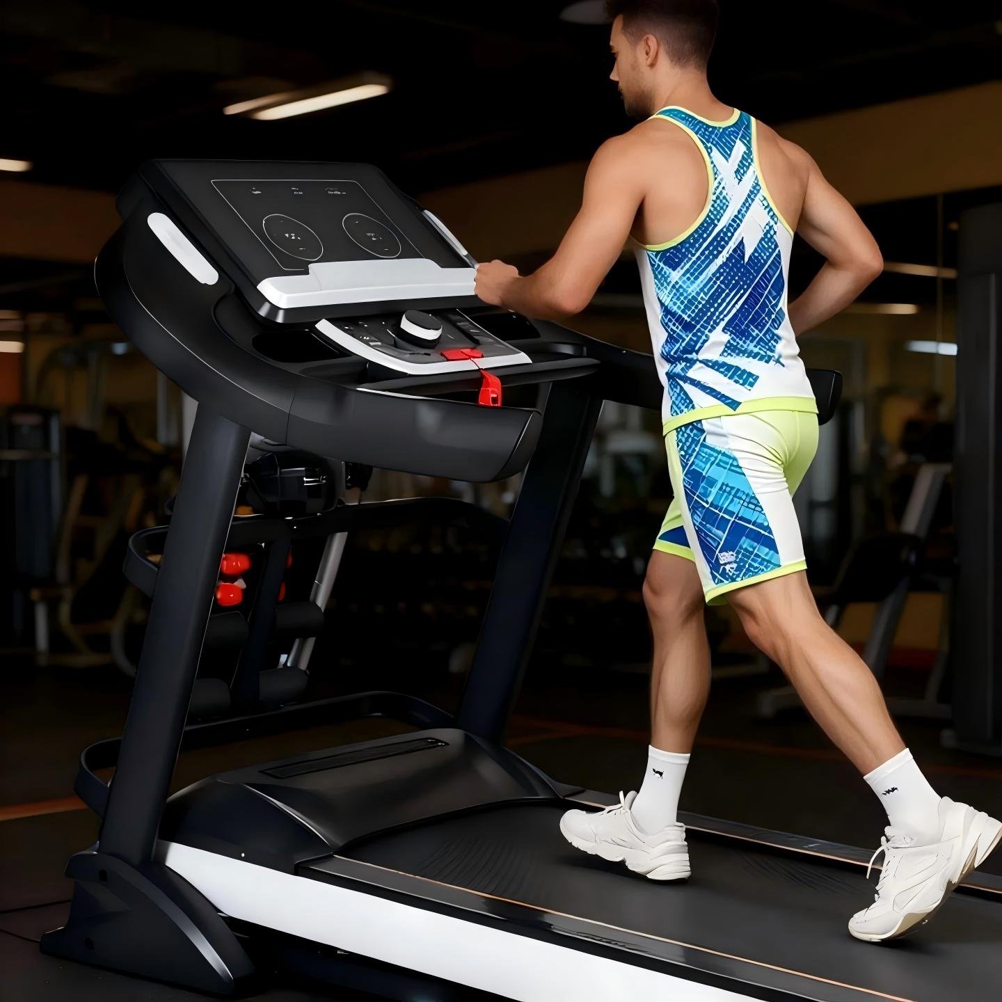 Blue Screen Multifunction Treadmill for Business Professionals