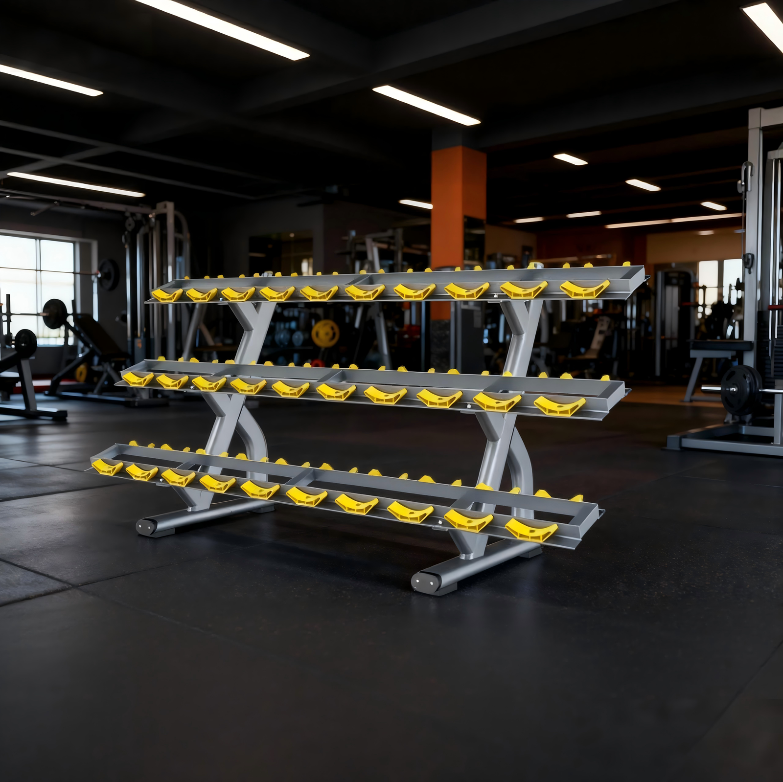 Three-Tier Customizable Dumbbell Rack | Heavy-Duty Commercial Gym Storage